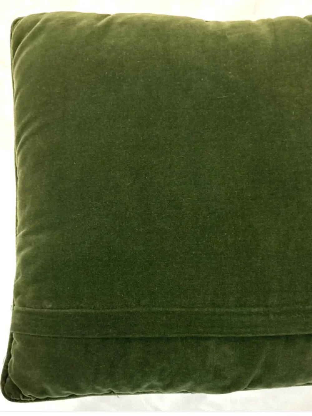 Vtg Crewel Embroidered Velvet Throw Pillow Humming Birds Hibiscus Flowers Green